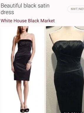 NWOT $180 Gorgeous satin strapless dress White House black Market Size 4